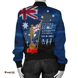 Anzac Women's Bomber Jacket - Always Remember Australian Anzac Day