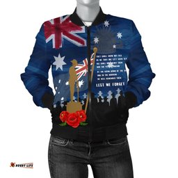 Anzac Women's Bomber Jacket - Always Remember Australian Anzac Day