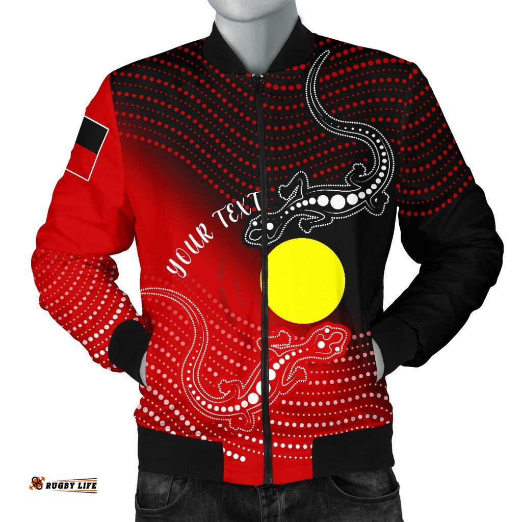 CustomAboriginal Men's Bomber Jacket - Two Indigenous Lizard