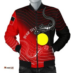 CustomAboriginal Men's Bomber Jacket - Two Indigenous Lizard