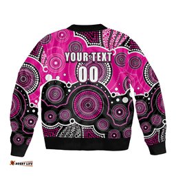 Custom Text And Number Sixers BBL Bomber Jacket Aboriginal Patterns Pink Version