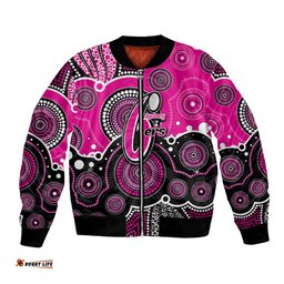 Custom Text And Number Sixers BBL Bomber Jacket Aboriginal Patterns Pink Version