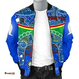 Personalised Men's Bomber Jacket - Torres Strait Symbol With Aboriginal Patterns