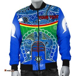 Personalised Men's Bomber Jacket - Torres Strait Symbol With Aboriginal Patterns