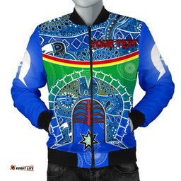Personalised Men's Bomber Jacket - Torres Strait Symbol With Aboriginal Patterns