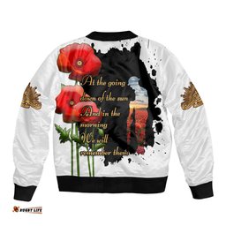 Australian ANZAC Bomber Jacket Poppy We Will Remember Them