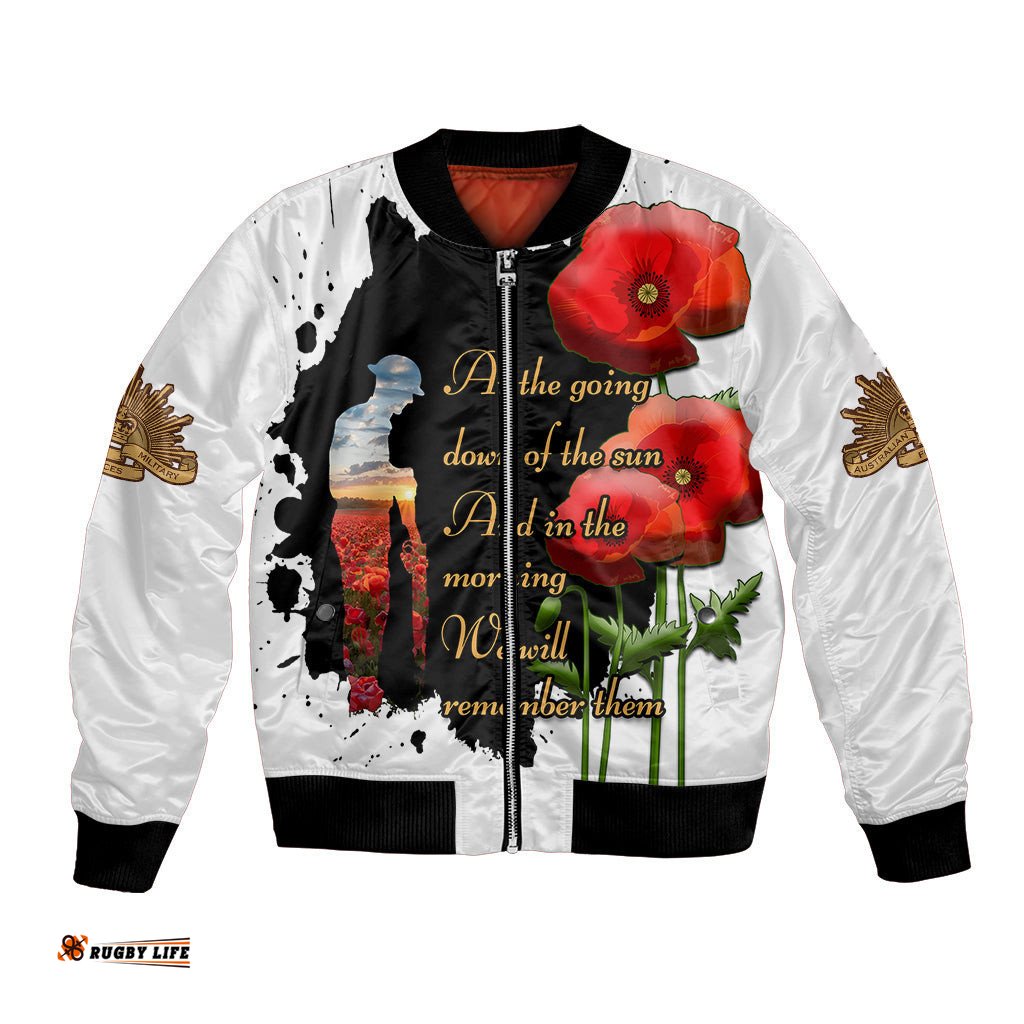 Australian ANZAC Bomber Jacket Poppy We Will Remember Them