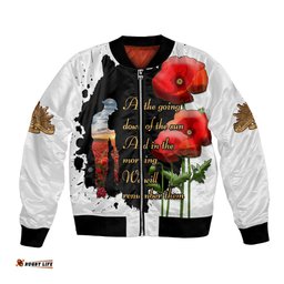 Australian ANZAC Bomber Jacket Poppy We Will Remember Them