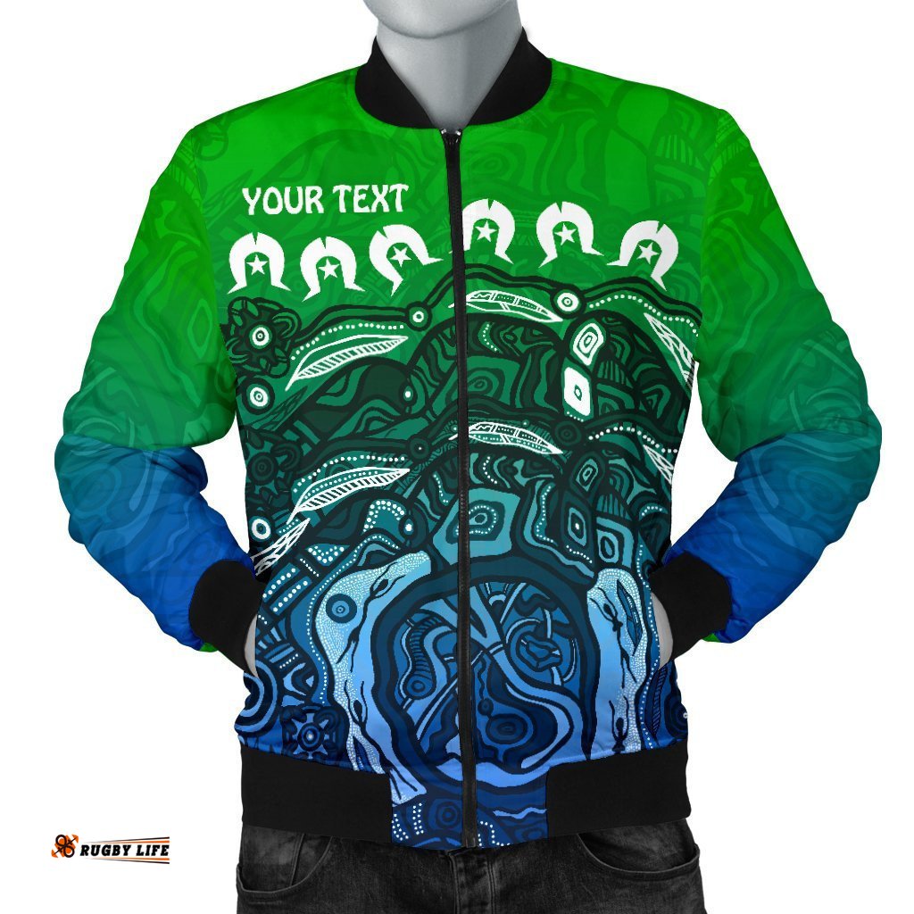 Custom Torres Strait Islands Men's Bomber Jacket - Blue