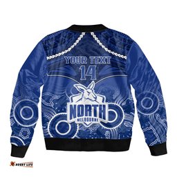 Personalised North Melbourne Football Bomber Jacket Kangaroos Aboriginal Mix Polynesian Pattern