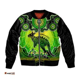 Personalised Australia Aries Kangaroo Zodiac Bomber Jacket Auz Astrology Aboriginal - Green