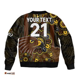 Custom Personalised AFL Hawthorn Hawks 1902 Aboriginal Bomber Jacket