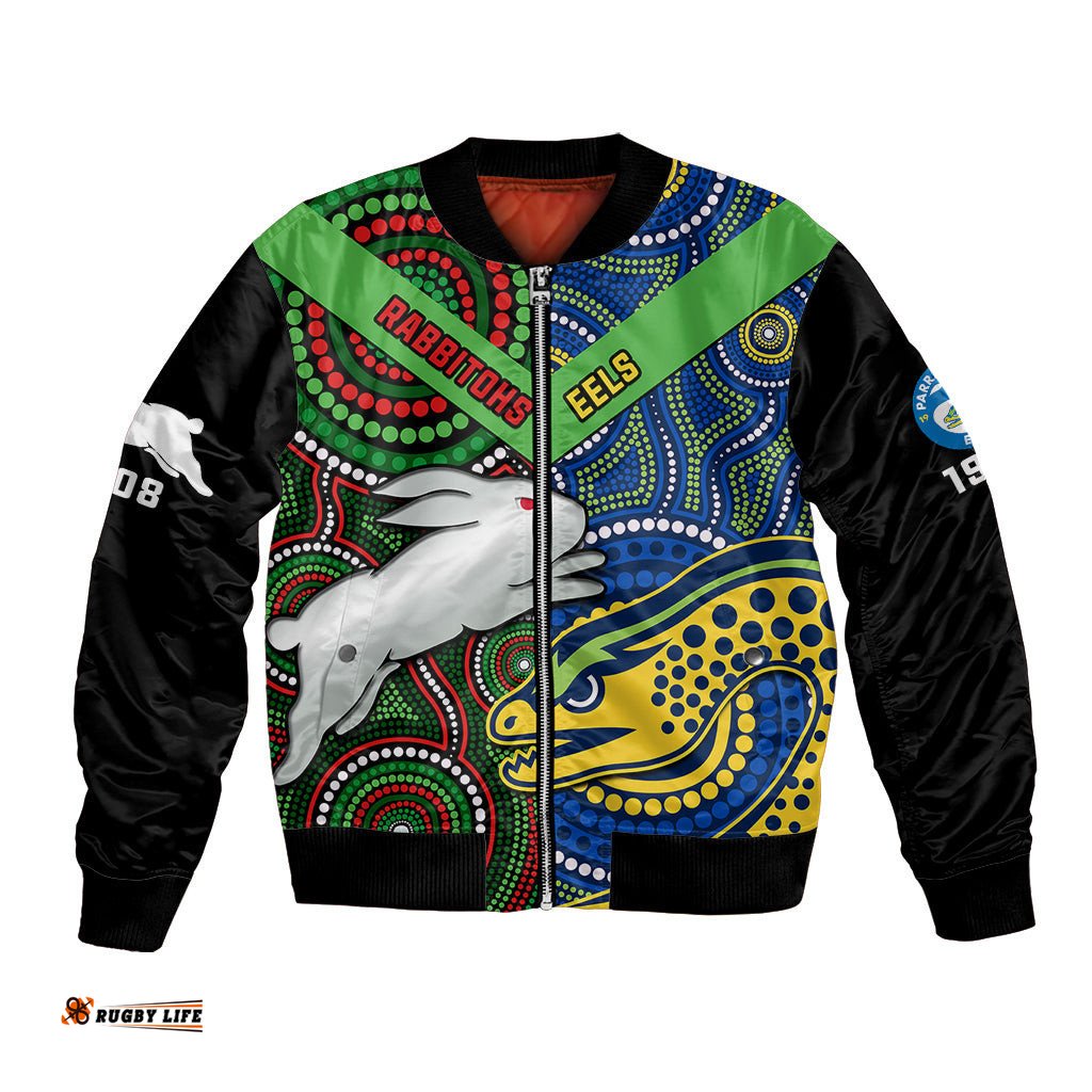 Rabbitohs Mix Eels Rugby Bomber Jacket Souths And Parra Indigenous