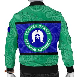 Men's Bomber Jacket, Torres Strait Islands Flag With Aboriginal Patterns