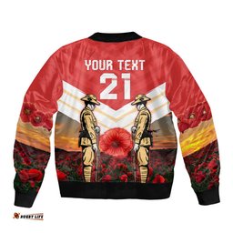 Custom Dolphins Rugby ANZAC Day Bomber Jacket Soldiers Poppy Field 2024