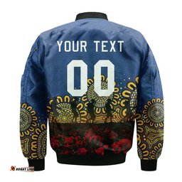 Parramatta Eels Bomber Jacket Personalized Aboriginal Rugby Anzac Day Poppy With Soldiers - NRL