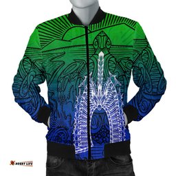 Torres Strait Islanders Men's Bomber Jacket - Turtle and Dhari Mask