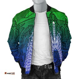 Torres Strait Islanders Men's Bomber Jacket - Turtle and Dhari Mask