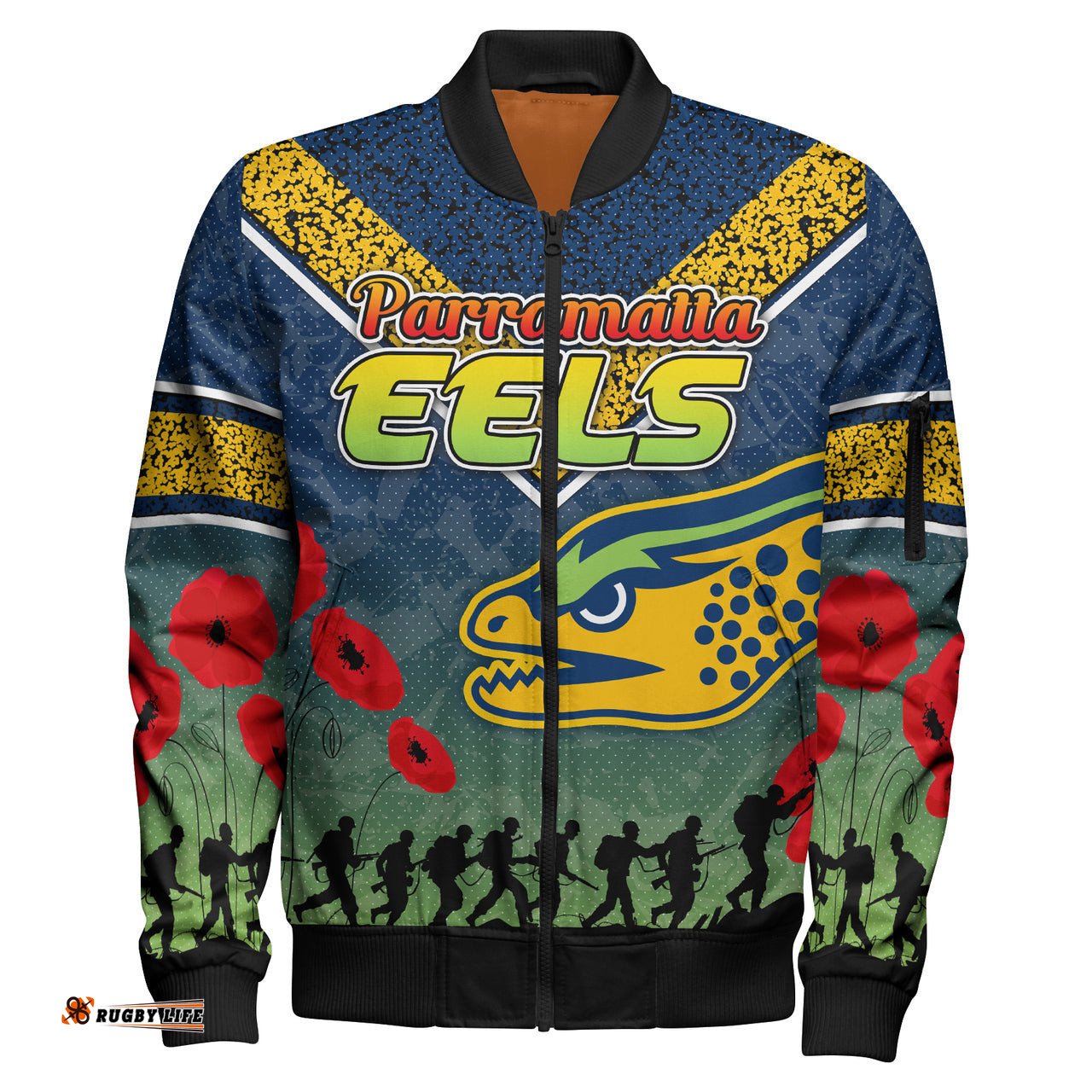 Eels Rugby Bomber Jacket - Custom Anzac Eels Bomber Jacket RLT13