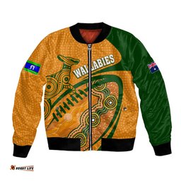 Personalised Aussie Wallabies Bomber Jacket Rugby World Cup Indigenous