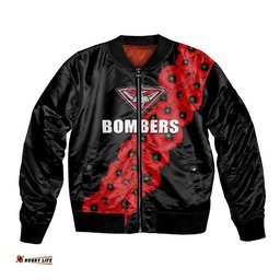 AFL Bombers Bomber Jacket Anzac Day Poppy Flowers Jersey