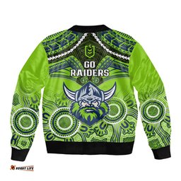 Raiders Rugby Bomber Jacket Canberra 1981 Aboriginal Mix Polynesian Pattern