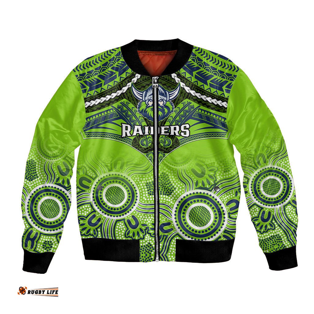 Raiders Rugby Bomber Jacket Canberra 1981 Aboriginal Mix Polynesian Pattern
