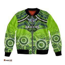 Raiders Rugby Bomber Jacket Canberra 1981 Aboriginal Mix Polynesian Pattern