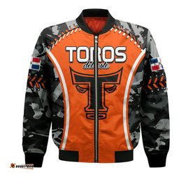 Dominican Toros De Este Baseball Stitches Bomber Jacket Orange