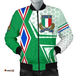 Italy Rugby Men's Bomber Jacket Gli Azzurri Vibes - Green