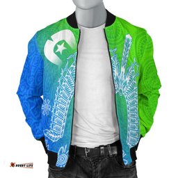 Torres Strait Islander Men's Bomber Jacket - Dhari Mask Ocean Style