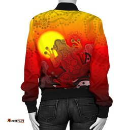 CustomAboriginal Women's Bomber Jacket - Indigenous Frog Red