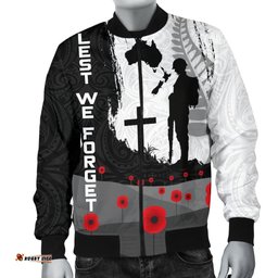 Anzac Day Men Bomber Jacket, New Zealand Australia Lest We Forget