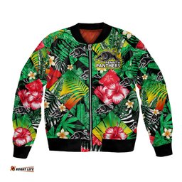 Panthers Rugby Bomber Jacket Fashion Tropical Jungle Flowers