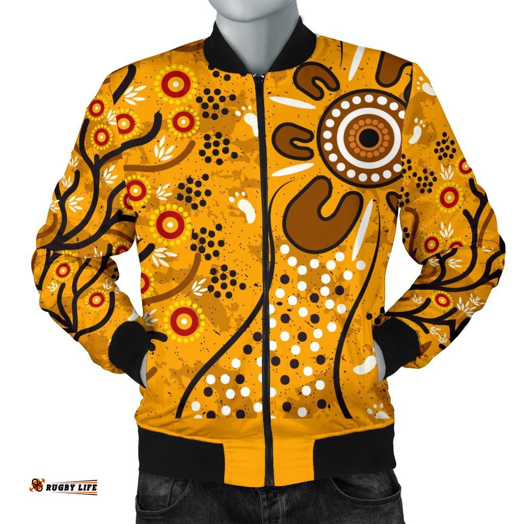Men's Bomber Jacket - Aboriginal Art In Spring Style