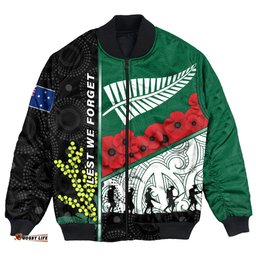 Custom Australia Indigenous & New Zealand Maori Anzac Bomber Jacket