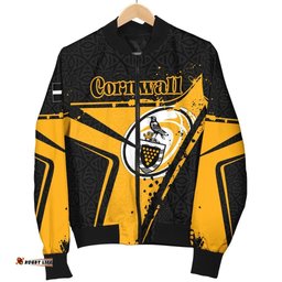 Custom Text Cornwall Rugby Personalised Men's Bomber Jacket - Cornish Rugby