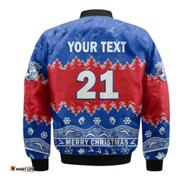 Custom Personalised And Number Bulldogs Unique Winter Season Bomber Jacket Dogs Merry Christmas