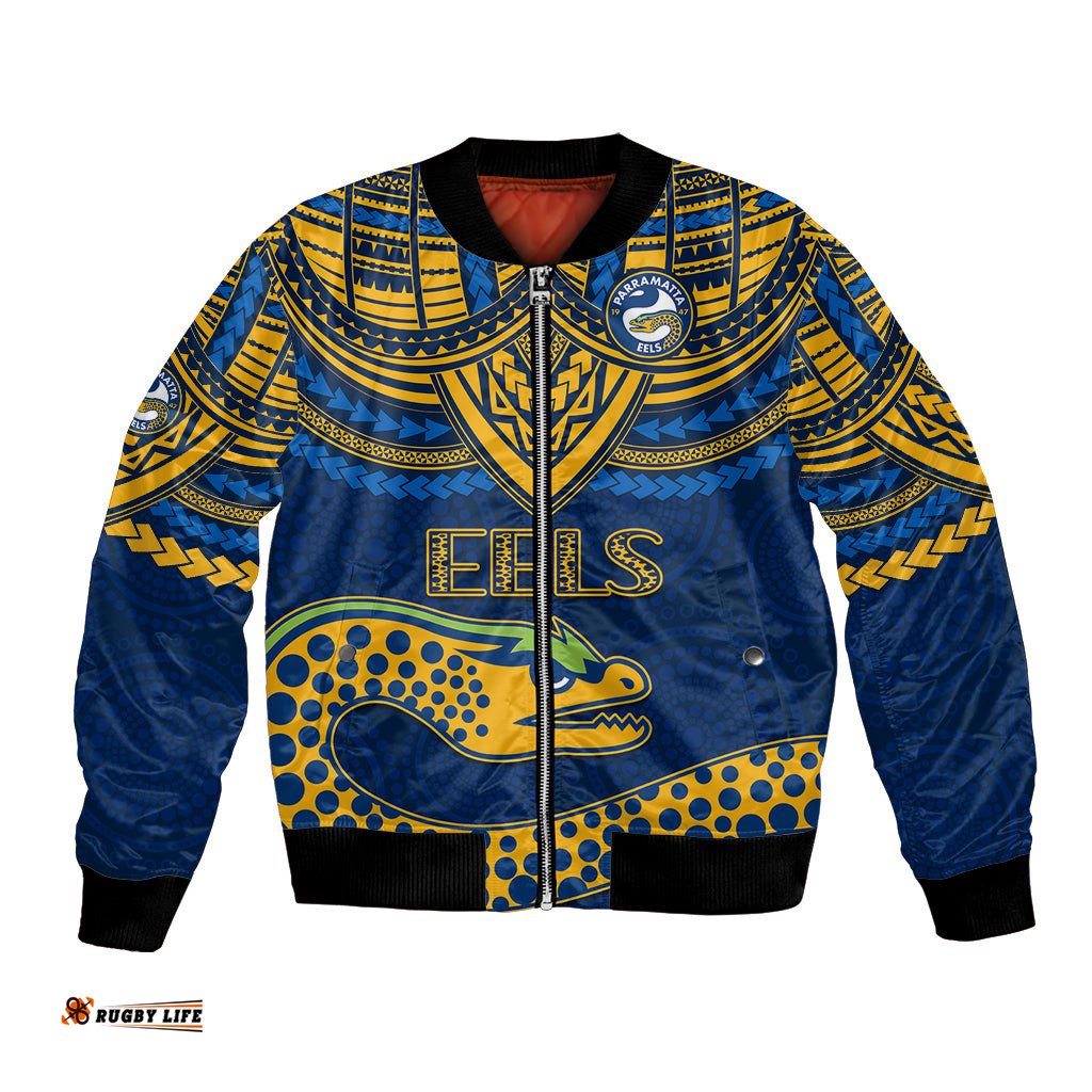 Eels Rugby Bomber Jacket Polynesian and Aboriginal Vibe