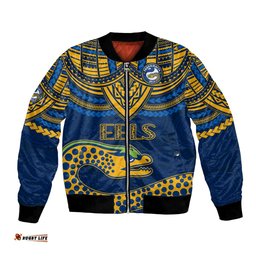 Eels Rugby Bomber Jacket Polynesian and Aboriginal Vibe