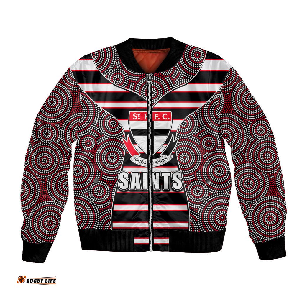 AFL - Saints Bomber Jacket Mix Dot Aboriginal