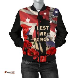 Anzac Women's Bomber Jacket - A Day We Will Never Forget