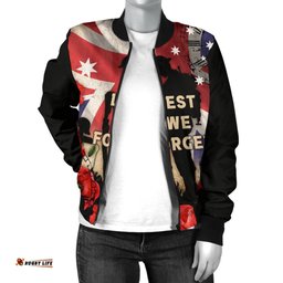 Anzac Women's Bomber Jacket - A Day We Will Never Forget