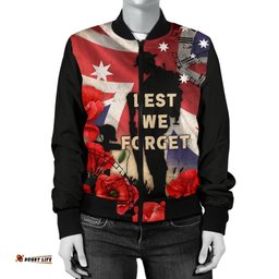 Anzac Women's Bomber Jacket - A Day We Will Never Forget