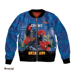 Custom Crows Football ANZAC Bomber Jacket Gallipoli Camouflage With Poppies