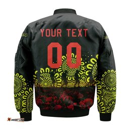 Penrith Panthers Bomber Jacket Personalized Aboriginal Rugby Anzac Day Poppy With Soldiers - NRL