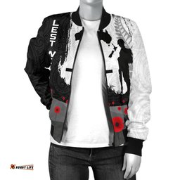 Anzac Day Women Bomber Jacket, New Zealand Australia Lest We Forget