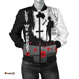 Anzac Day Women Bomber Jacket, New Zealand Australia Lest We Forget