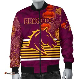 Brisbane Broncos Men's Bomber Jacket Anzac Day Indigenous