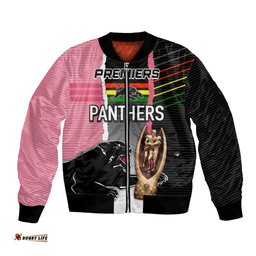 Personalised Panther Rugby NRL Premiers Bomber Jacket Panther Pride Black & Pink Sporty Vibe